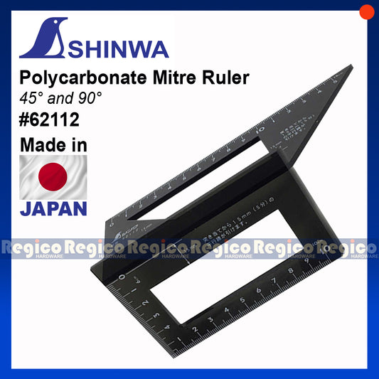 Shinwa 45° and 90° Polycarbonate Mitre Ruler Square Squala #62112