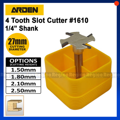 Arden 1/4 Shank Metric 4 Tooth Slot Cutter Router Bit for Woodworking #1610