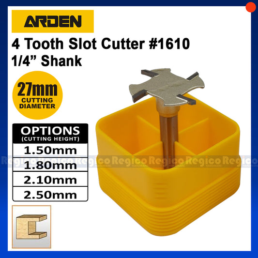 Arden 1/4 Shank Metric 4 Tooth Slot Cutter Router Bit for Woodworking #1610
