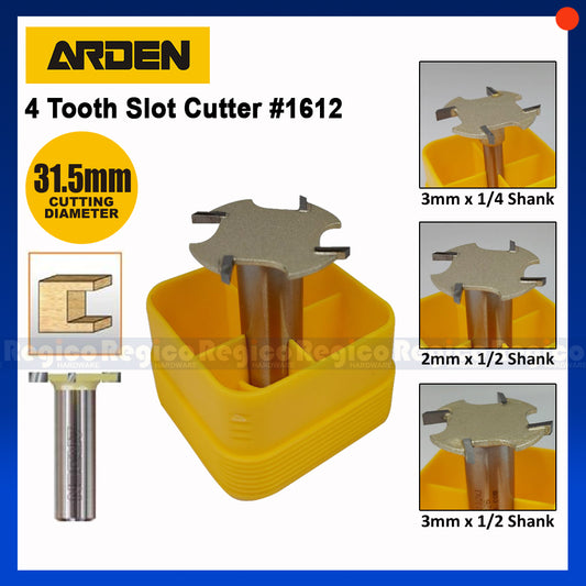 Arden 4 Tooth Slot Cutter Router Bit for Woodworking #1612