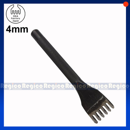 Oka (3mm to 5mm) 6 Prong Pointed Chisel Diamond Hole Punch for Leatherworking Leather Craft Tools
