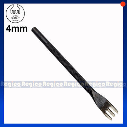 OKA (3mm-5mm) 3 Prong Pointed Chisel Diamond Hole Punch for Leatherworking Leather Craft Tools