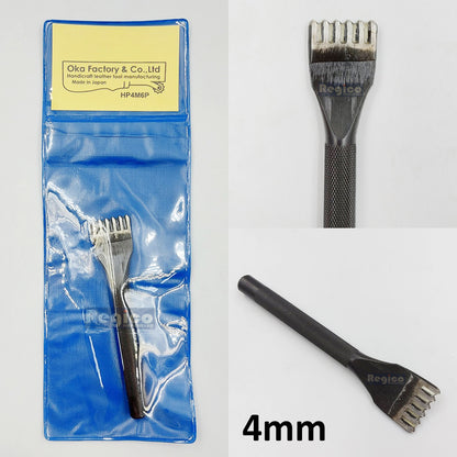 Oka (3mm to 5mm) 6 Prong Pointed Chisel Diamond Hole Punch for Leatherworking Leather Craft Tools