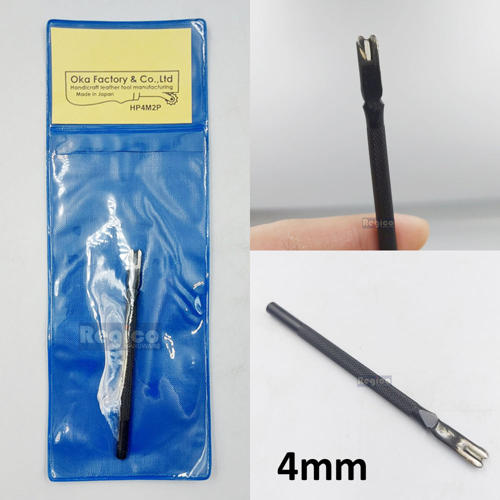 Oka (3mm-5mm) 2 Prong Pointed Chisel Diamond Hole Punch for Leatherworking Leather Craft Tools