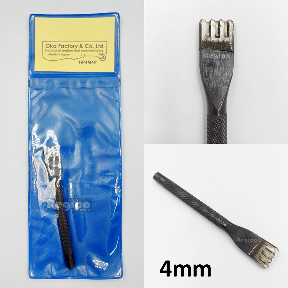 Oka (3mm to 5mm) 4 Prong Pointed Chisel Diamond Hole Punch for Leatherworking Leather Craft