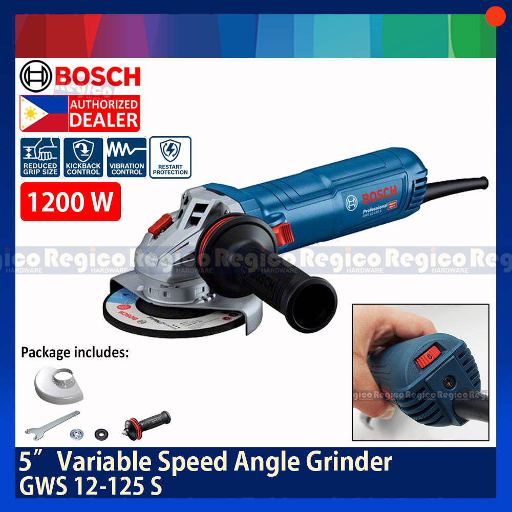 Bosch GWS 12-125S 5" Variable Speed Angle Grinder 1200W Bosch Blue Line