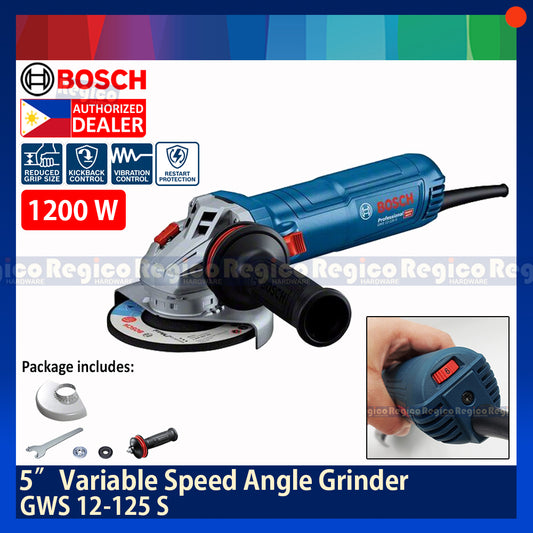 Bosch GWS 12-125S 5" Variable Speed Angle Grinder 1200W Bosch Blue Line