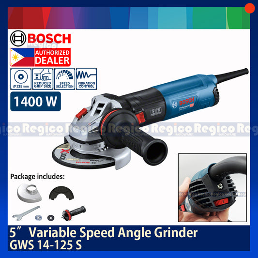 Bosch GWS 14-125S 5” Variable Speed 1400W Angle Grinder Bosch Blue Line