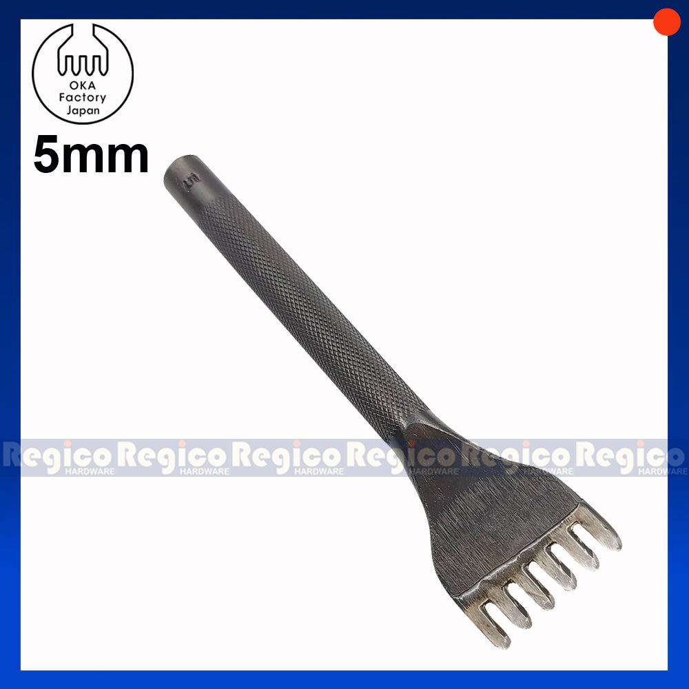 Oka (3mm to 5mm) 6 Prong Pointed Chisel Diamond Hole Punch for Leatherworking Leather Craft Tools