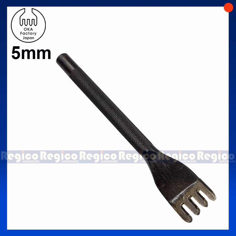 Oka (3mm to 5mm) 4 Prong Pointed Chisel Diamond Hole Punch for Leatherworking Leather Craft