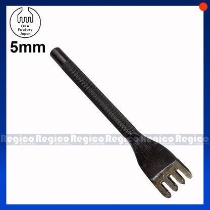 Oka (3mm to 5mm) 4 Prong Pointed Chisel Diamond Hole Punch for Leatherworking Leather Craft