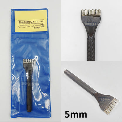 Oka (3mm to 5mm) 6 Prong Pointed Chisel Diamond Hole Punch for Leatherworking Leather Craft Tools