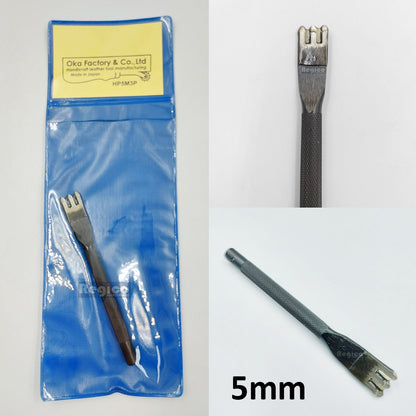 OKA (3mm-5mm) 3 Prong Pointed Chisel Diamond Hole Punch for Leatherworking Leather Craft Tools
