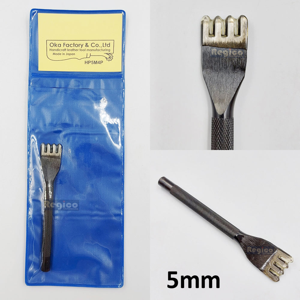 Oka (3mm to 5mm) 4 Prong Pointed Chisel Diamond Hole Punch for Leatherworking Leather Craft