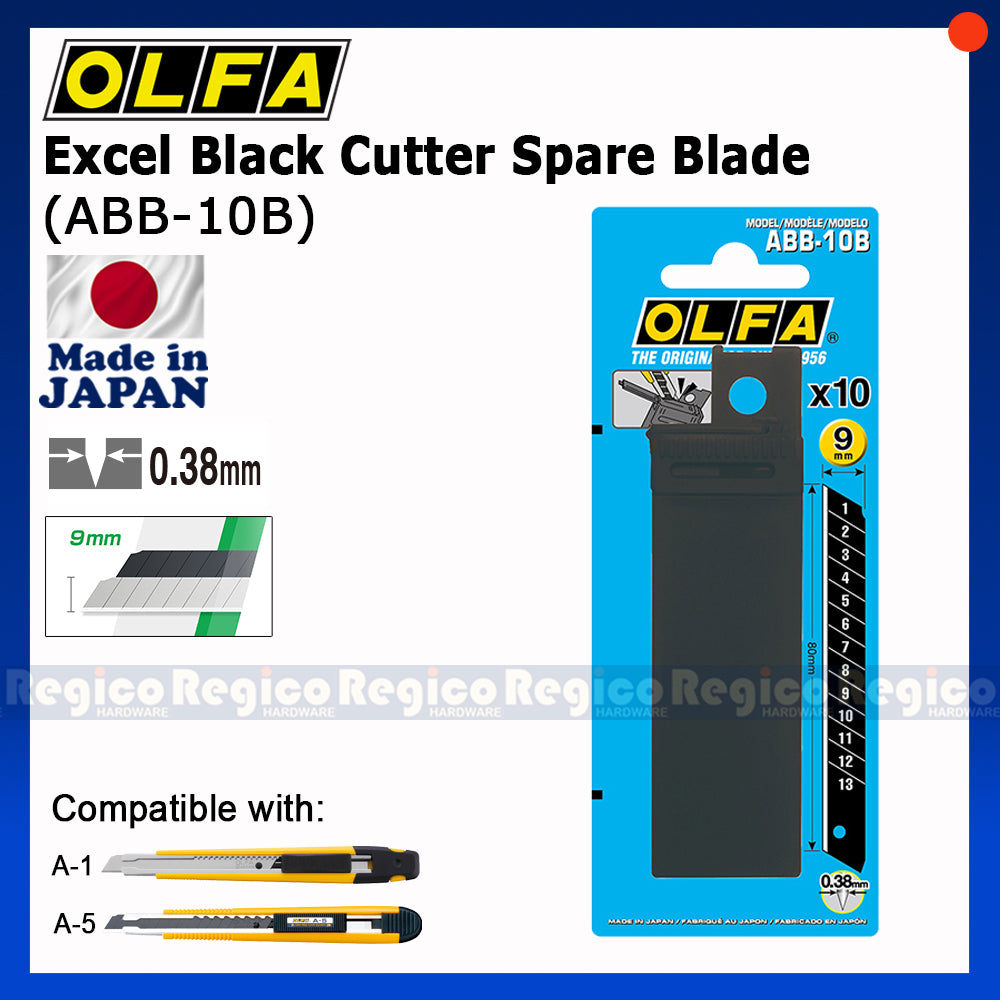 OLFA Standard-Duty Slide Lock Utility Cutter (A-5) with 10 pcs. spare blade (ABB-10B)