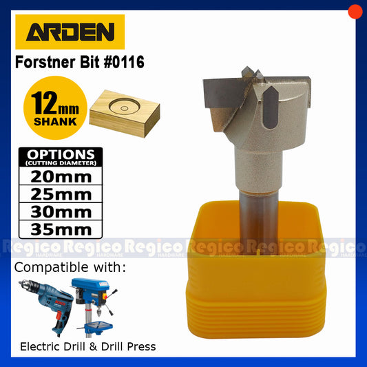 Arden 12mm Shank  Forstner Drill Bit for Woodworking 20mm 25mm 30mm 35mm  #0116