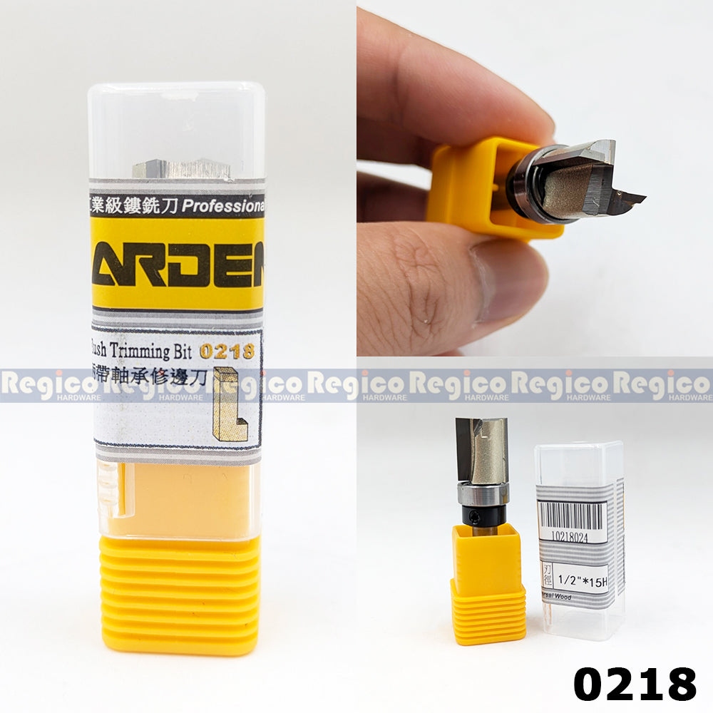 Arden 1/4 Shank Top Bearing Flush Trim Bit For Woodworking #0215 #0218