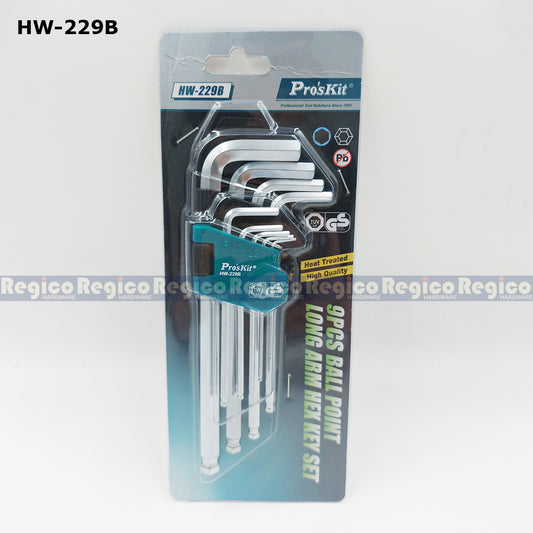 Proskit Metric Ball Point Long Arm Hex Key Set HW-229B HW-129