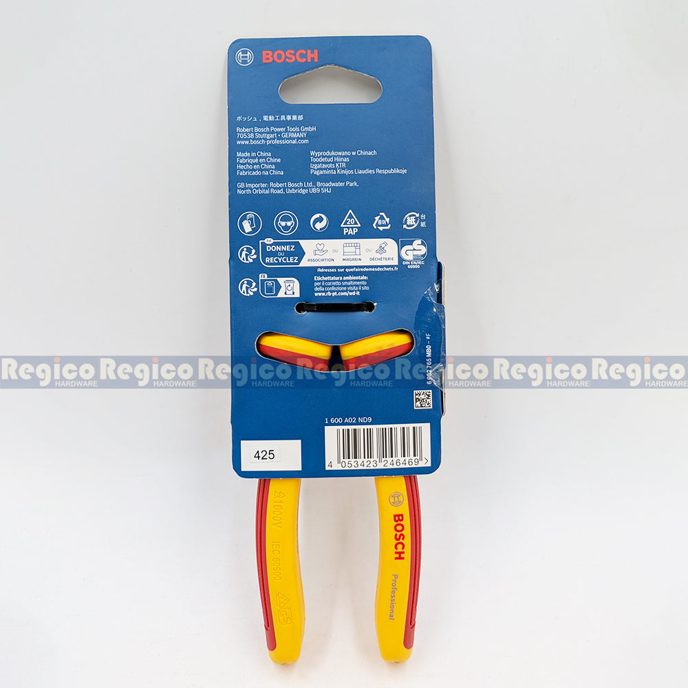 Bosch VDE Diagonal Side Cutter 160mm Electrical Pliers Bosch Hand Tools (1600A02ND9)