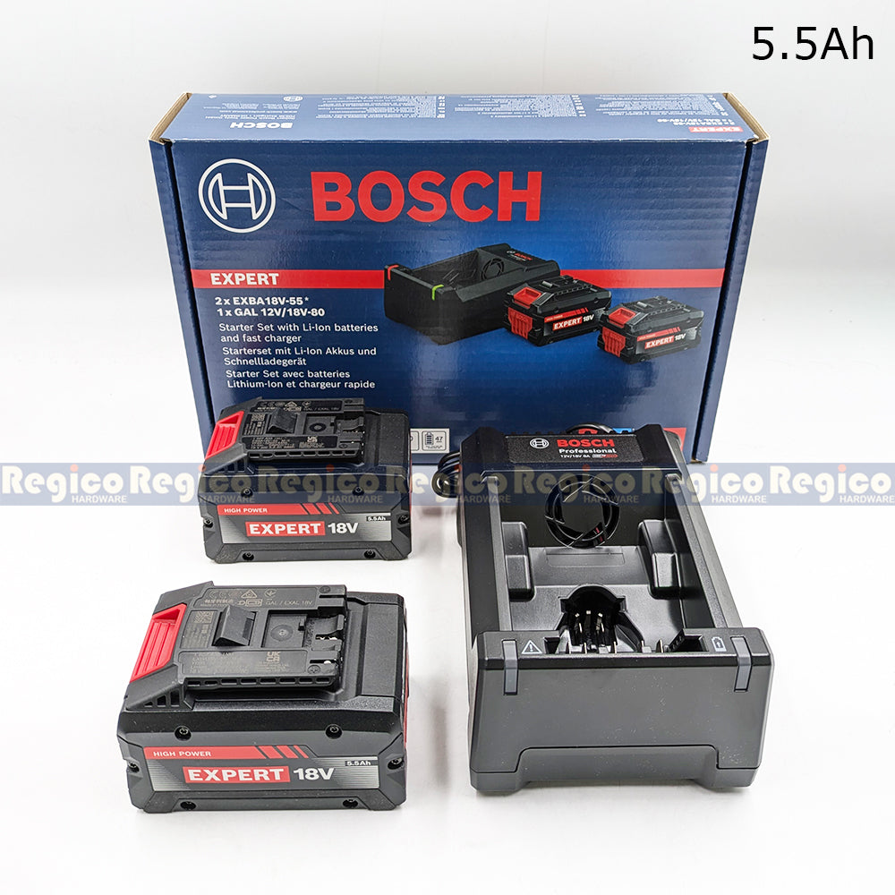 Bosch EXBA 18v Battery Charger Starter Kit EXBA18v-55 EXBA18v-40 with GAL12V/18V-80 charger