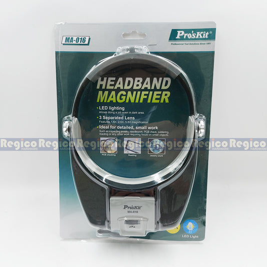 Proskit 1.8x - 5.8x Headband Reading Lens Glass Magnifier Jewelry Electrical Electronics Jeweler Repair Tool MA-016