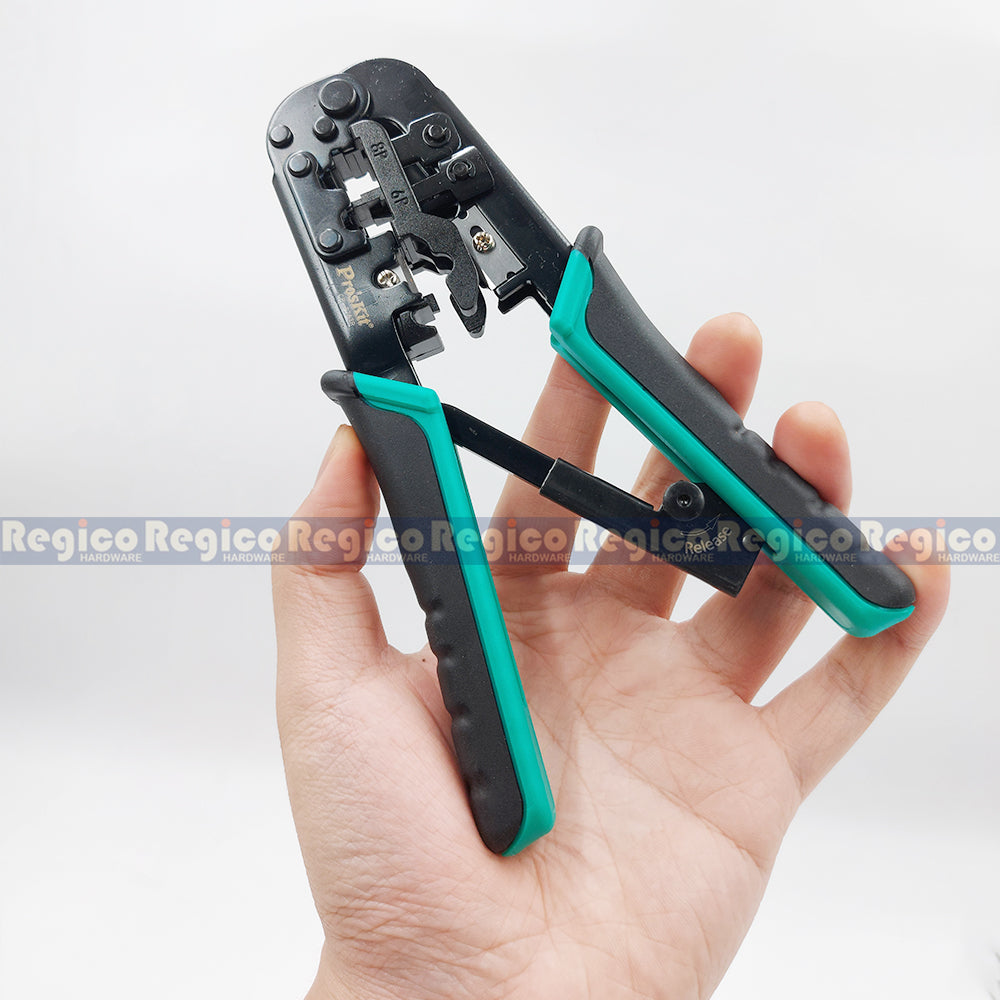 ProsKit 190mm 4P 6P 8P Telecom Crimping Cutter Cutting Electrical Pliers CP-376TR