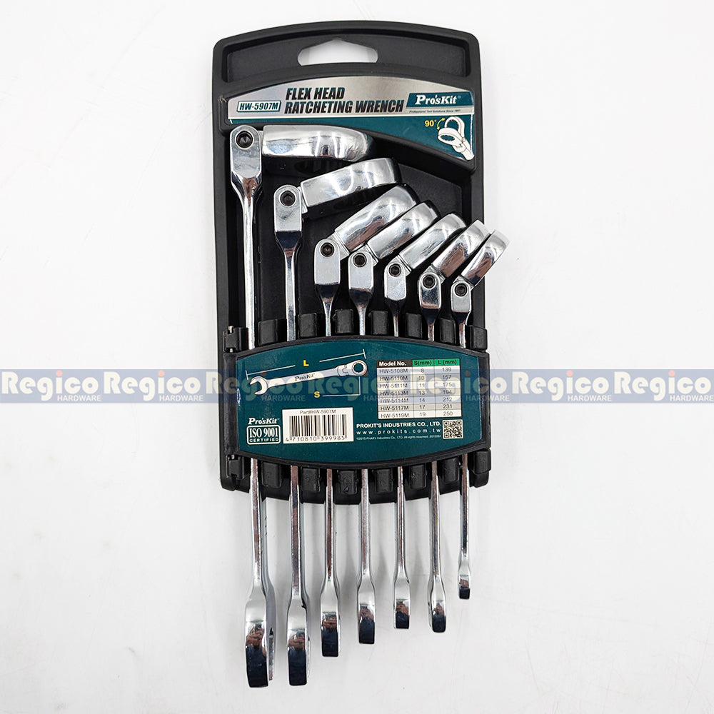 Proskit Flex Head Ratcheting Wrench Set HW-5907M