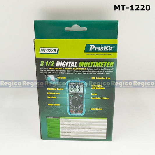 Proskit Digital Multimeter Tester Multitester Voltmeter Ohmmeter Ammeter MT-1226 MT-1220 Regico Hardware