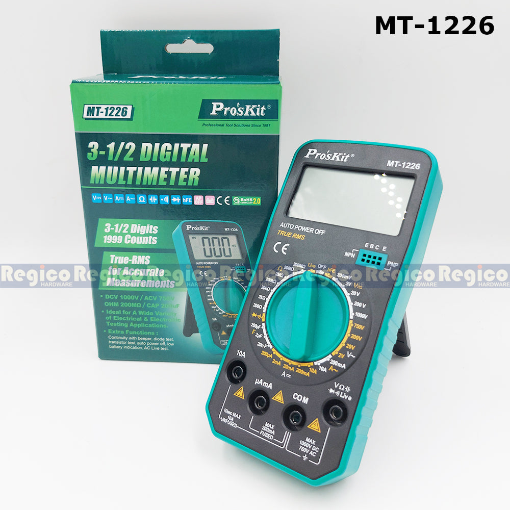 Proskit Digital Multimeter Tester Multitester Voltmeter Ohmmeter Ammeter MT-1226 MT-1220 Regico Hardware