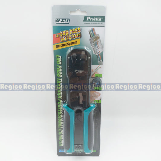 Proskit RJ11 RJ45 End Pass Through Network Wire Crimper Cable Cutter Wire Stripper Stripping Tools CP-376N