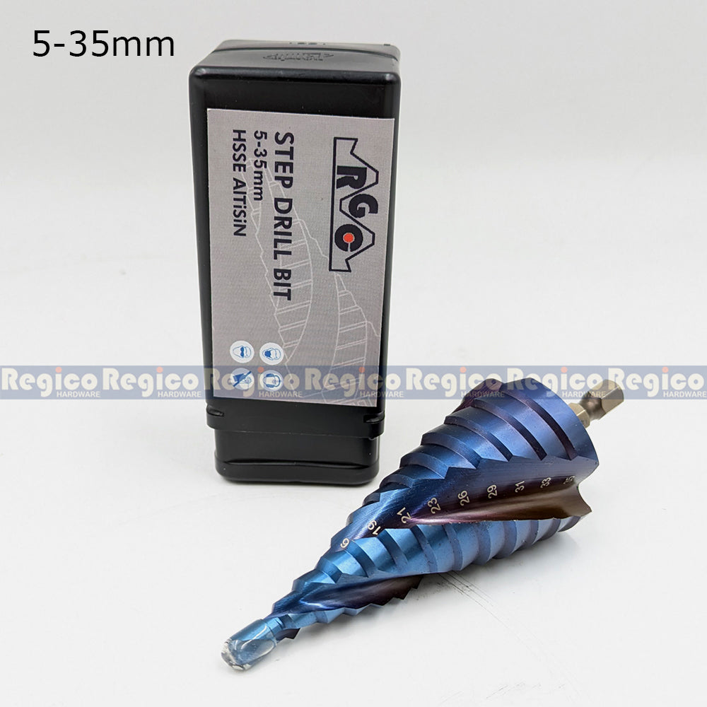 RGC AlTiSiN Coating 3 Flute Spiral Step Drill Bit