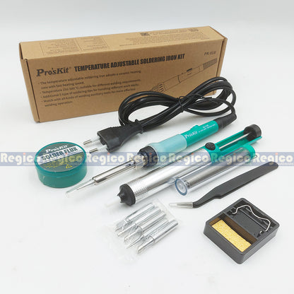 Proskit 250 to 500 degrees Adjustable Temperature Solder Soldering Iron Kit with Desoldering Pump Welding Replacement Tip PK-918 F