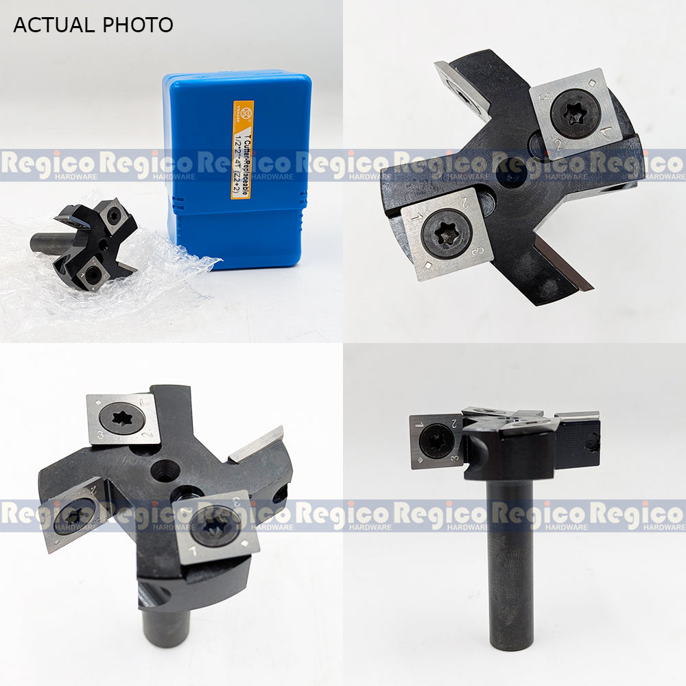 VSharp 2 inches 2+2 Flute 1/2 Shank Surfacing Flattening Wood Planer T-Cutter Router Bit for Woodworking