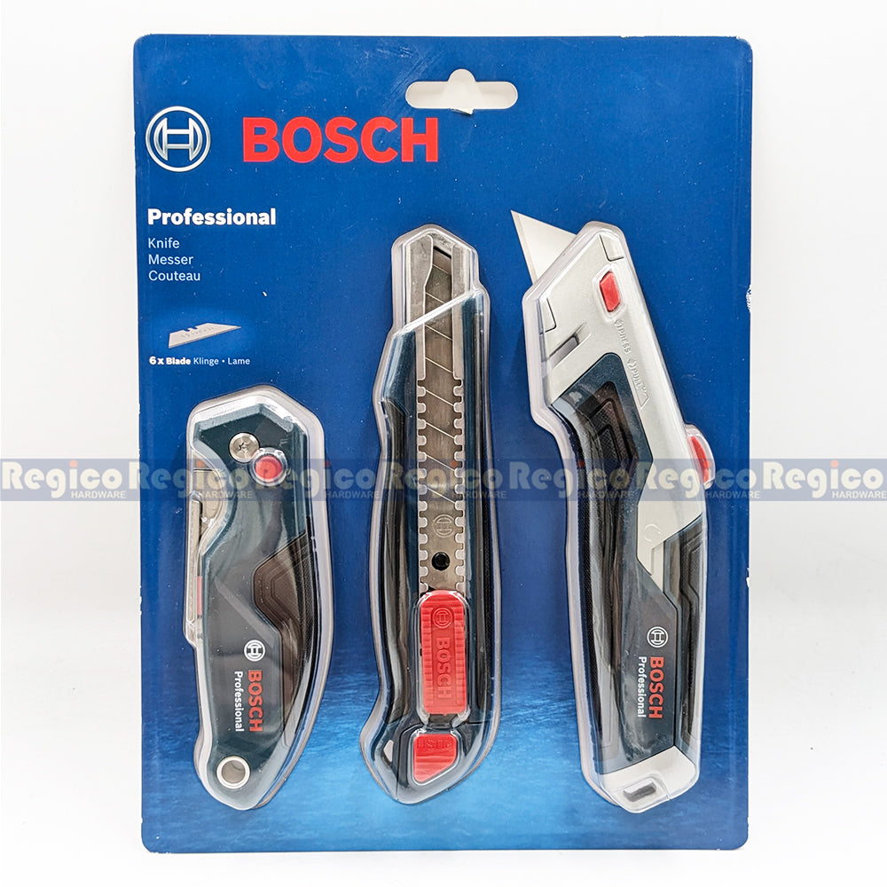 Bosch Knife Set 3pcs Snap-Off Cutter Folding Blade Retractable Knife Bosch Hand Tools (1600A027M4)