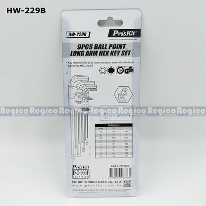 Proskit Metric Ball Point Long Arm Hex Key Set HW-229B HW-129