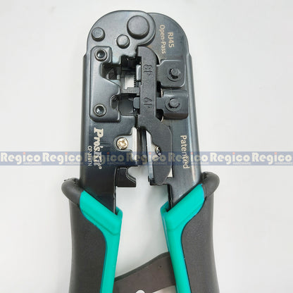 Proskit RJ45 RJ12 RJ11 End Pass Through Network Wire Ratchet  Crimper Cable Cutter Wire Stripper Stripping Tools CP-376TN