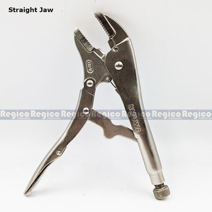 Showa 250mm Lock Jaw Pliers with Wire Cutting Straight Curved