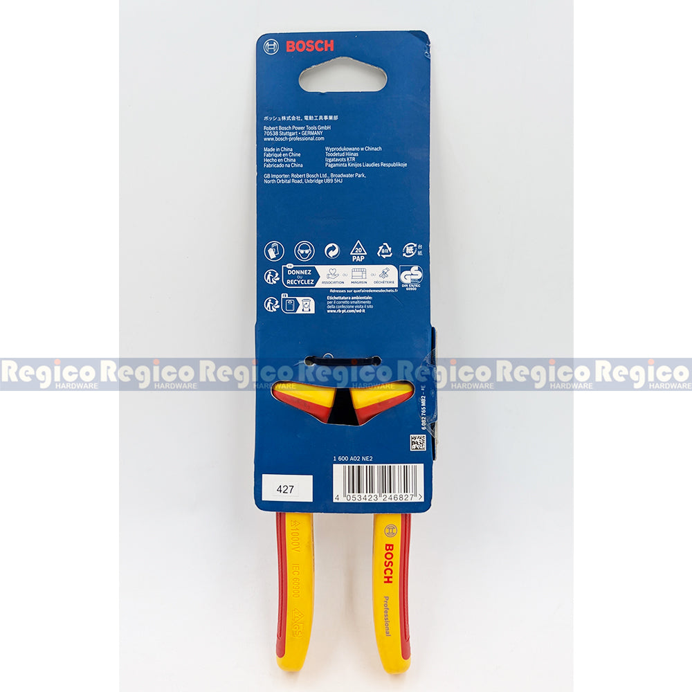 Bosch 200mm VDE High Leverage Diagonal Side Cutters (1600A02NE2)