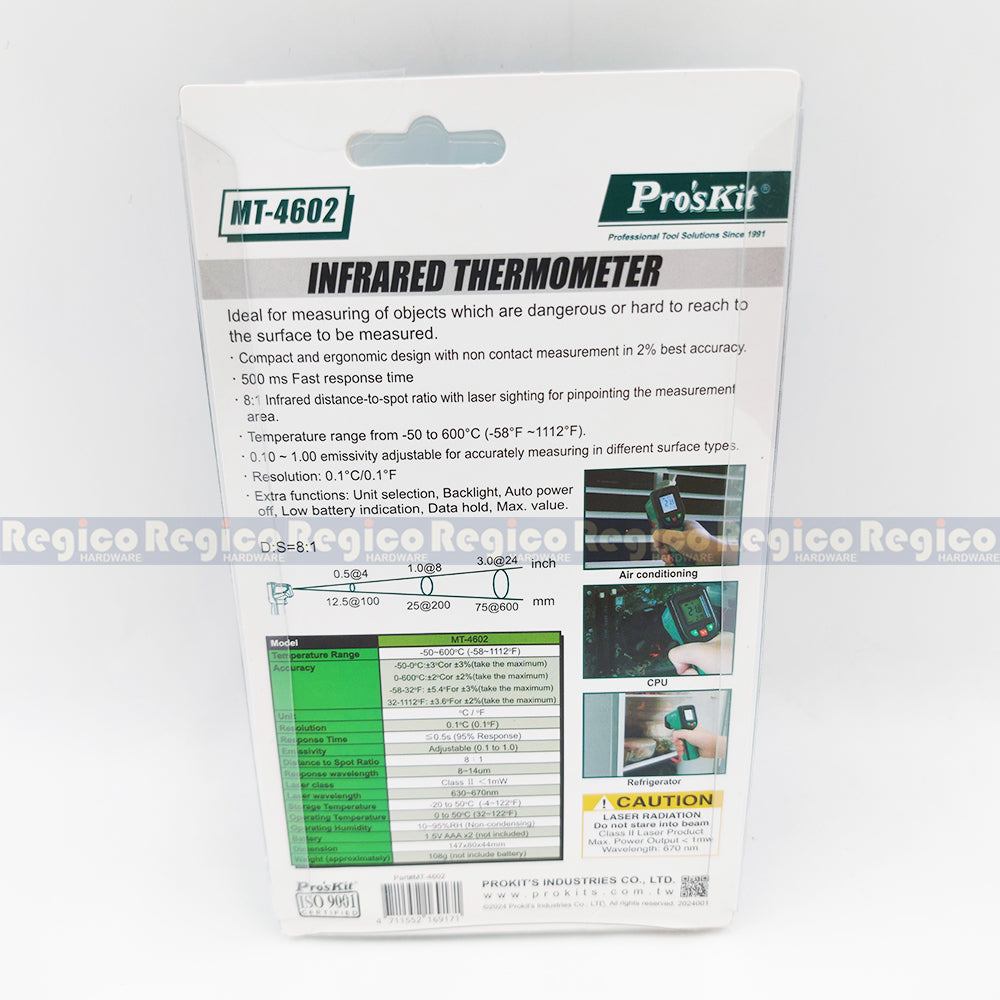 Proskit -50°C to 600°C Infrared Thermometer Thermoscanner MT-4602 (NOT FOR HUMAN BODY)