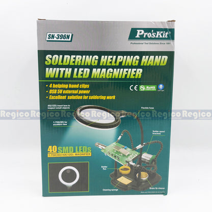 Proskit Helping Third Hand Soldering Stand Station Magnifying Glass Lense Clamp Holder Electronics Circuit Board Repair SN-396N
