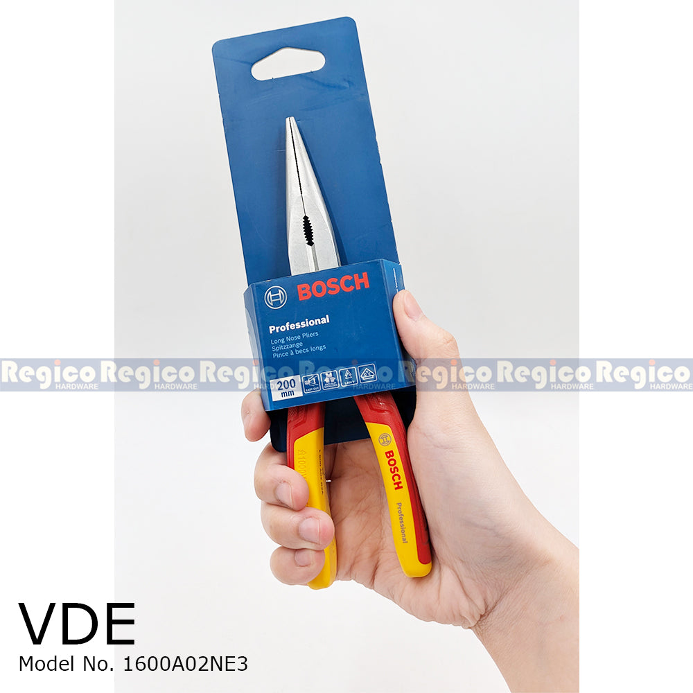 Bosch 200mm VDE & Standard Straight Long Nose Pliers 1600A02NE3 1600A02NE3 Bosch Hand Tools
