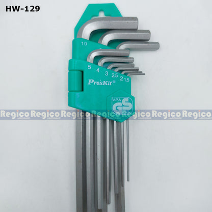 Proskit Metric Ball Point Long Arm Hex Key Set HW-229B HW-129