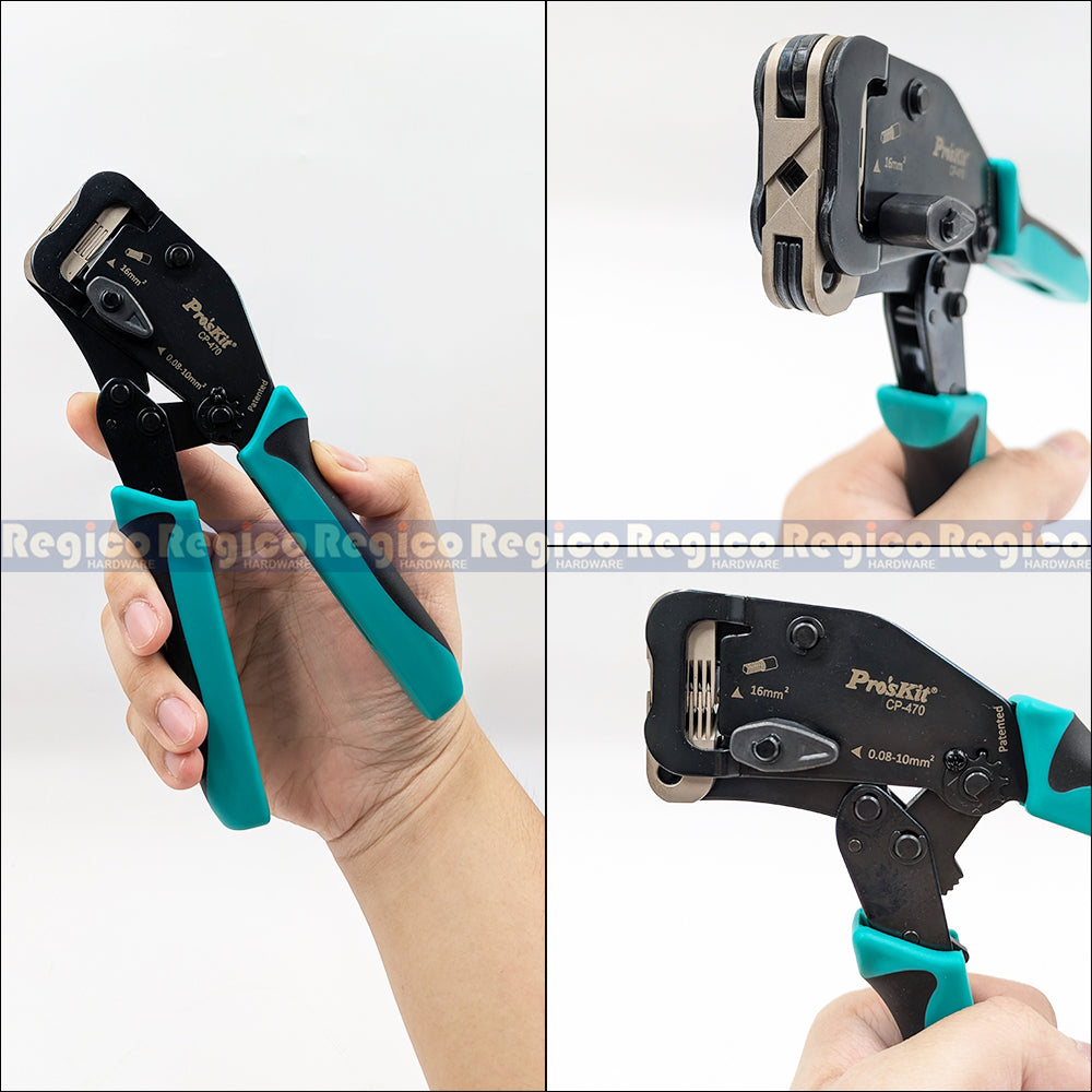 Pro'sKit CP-470 Self-Adjusting Ratchet Crimper | Ferrule Crimping Tool | Wire Terminal Crimper 0.08-10mm² 16mm²