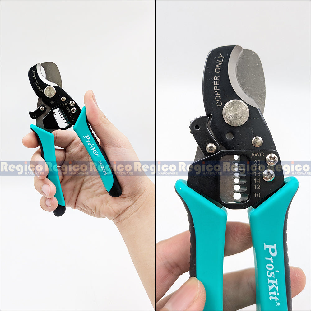 Pro'sKit 2 in 1 Round Cable Cutter and Stripper | Wire Stripping and Cable Cutting Tool SR-363B