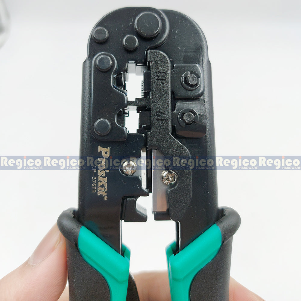 ProsKit 190mm 4P 6P 8P Telecom Crimping Cutter Cutting Electrical Pliers CP-376TR