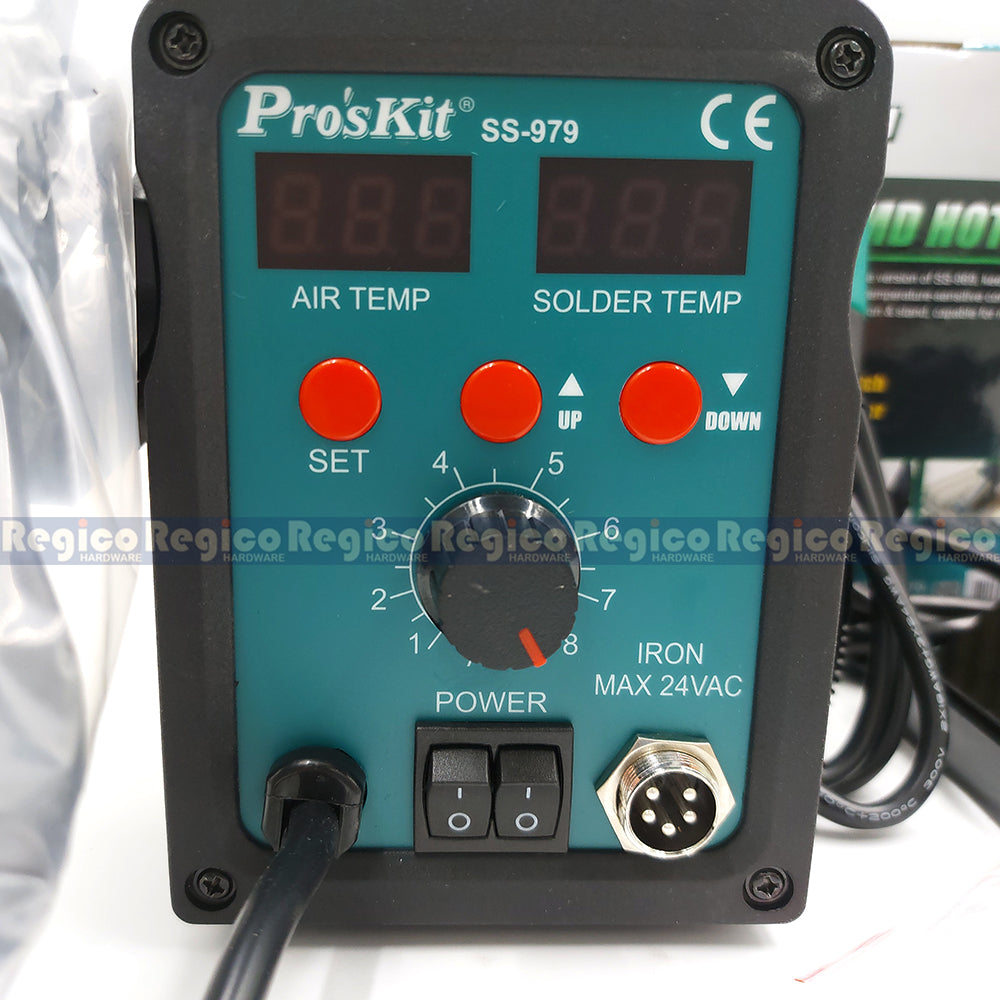 ProsKit  2 in 1 Hot Air Soldering Rework Station SMD Dual Digital Display 760W Heat Gun Welding Soldering Iron PCB Repair Tools SS-979B