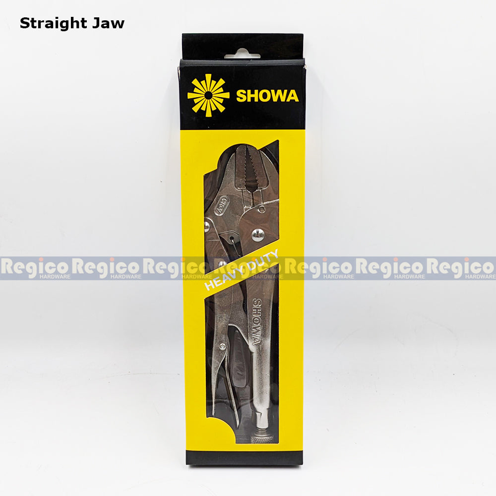 Showa 250mm Lock Jaw Pliers with Wire Cutting Straight Curved