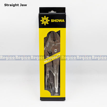 Showa 250mm Lock Jaw Pliers with Wire Cutting Straight Curved