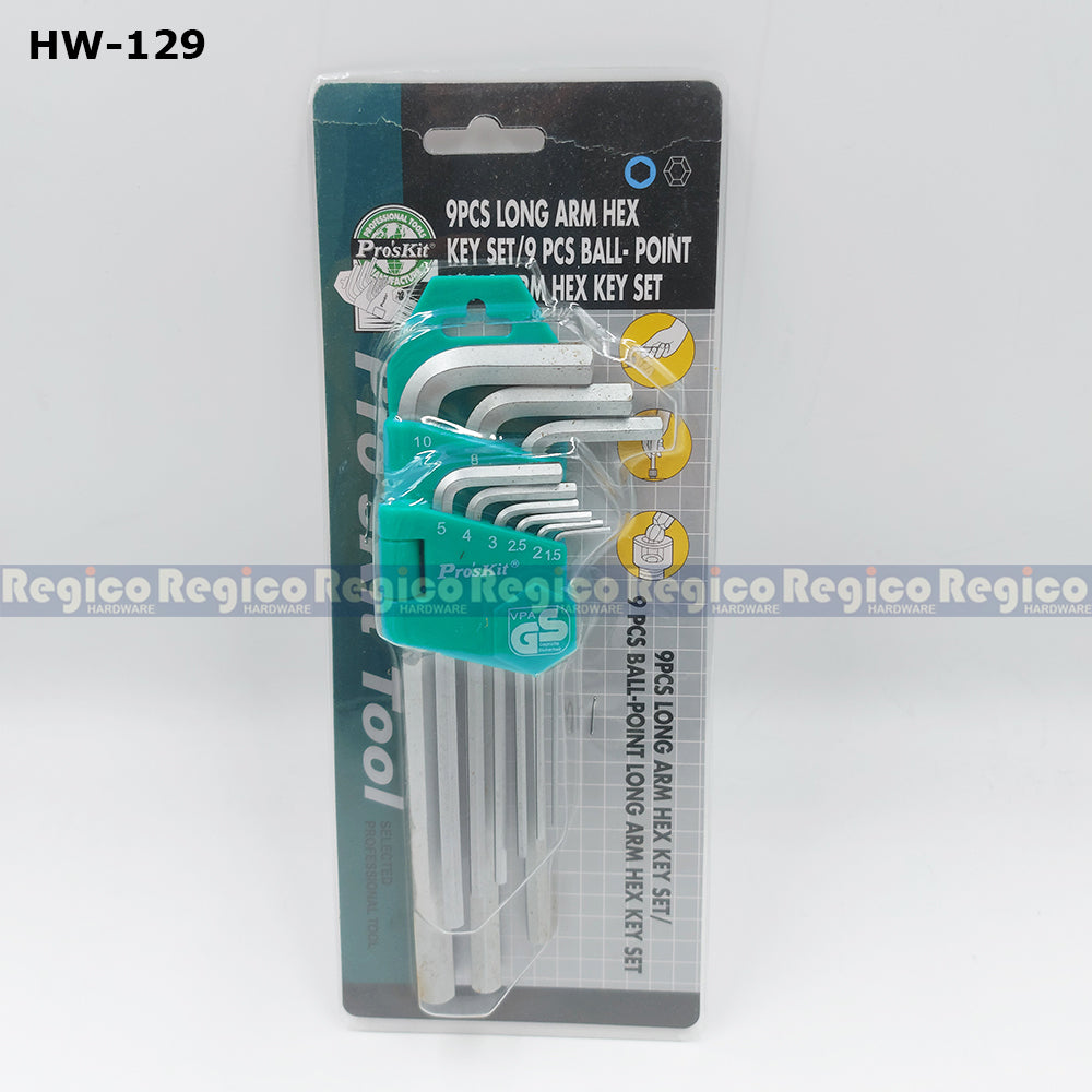 Proskit Metric Ball Point Long Arm Hex Key Set HW-229B HW-129