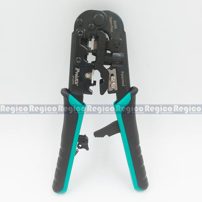 Proskit RJ45 RJ12 RJ11 End Pass Through Network Wire Ratchet  Crimper Cable Cutter Wire Stripper Stripping Tools CP-376TN
